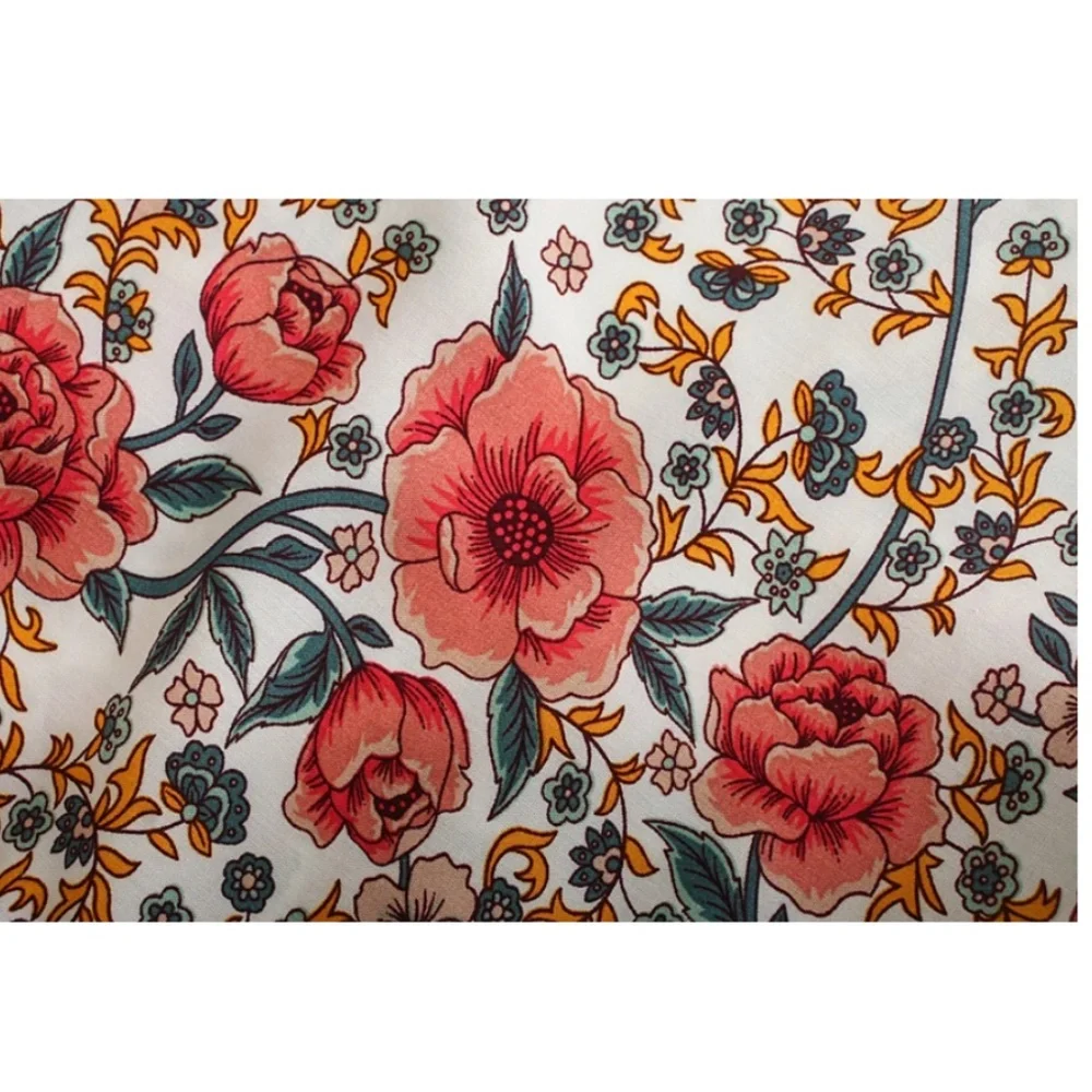 Bohemian Red Floral Button up Mini Dress - Picture 5 of 5